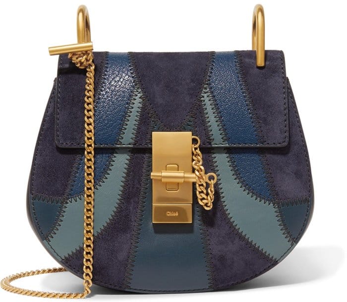 Chloe Drew Mini Patchwork Leather and Suede Bag