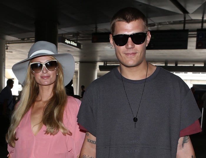 Paris Hilton was spotted at LAX with boyfriend Chris Zylka.