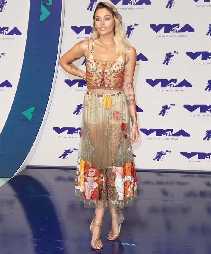 Paris Jackson rocking an underwear-flashing Christian Dior number at the 2017 MTV Video Music Awards held at The Forum on Sunday in Inglewood, California, on August 27, 2017