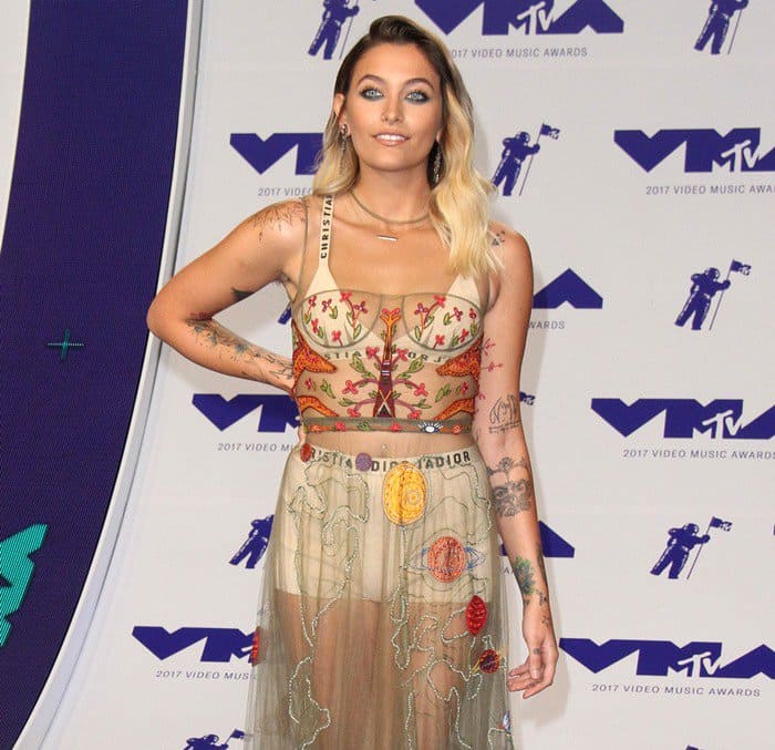 Paris Jackson rocking an underwear-flashing Christian Dior number at the 2017 MTV Video Music Awards held at The Forum on Sunday in Inglewood, California, on August 27, 2017