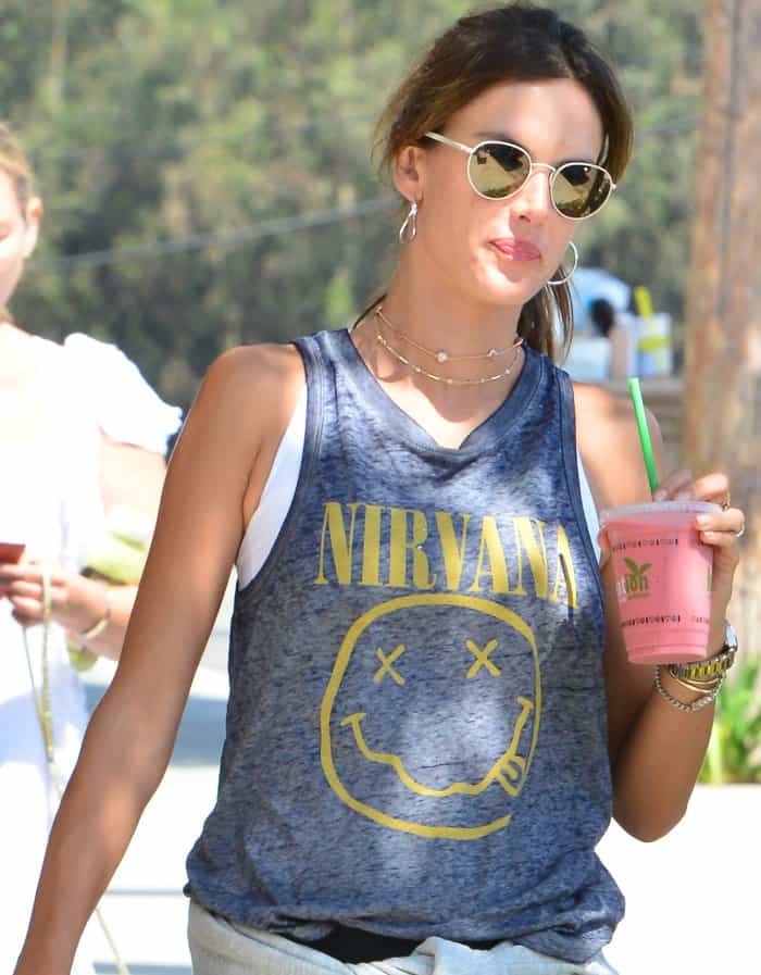 Alessandra Ambrosio out and about in Beverly Hills in a Cotton On muscle tank
