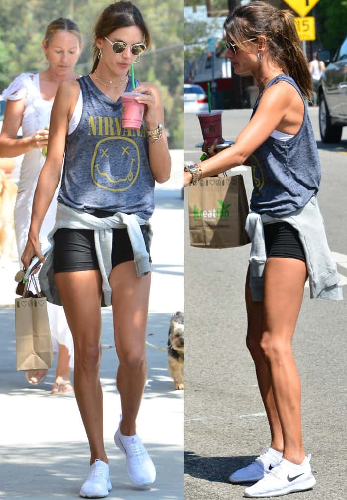 Alessandra Ambrosio out and about in Beverly Hills in Nike "Juvenate" sneakers