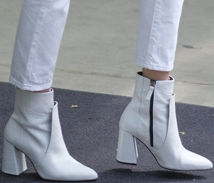 Bella Hadid wearing Topshop "Hawk" croc boots while out and about in NYC