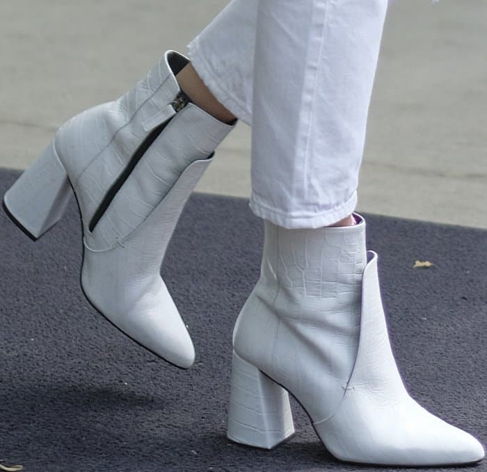 Bella Hadid wearing Topshop "Hawk" croc boots while out and about in NYC