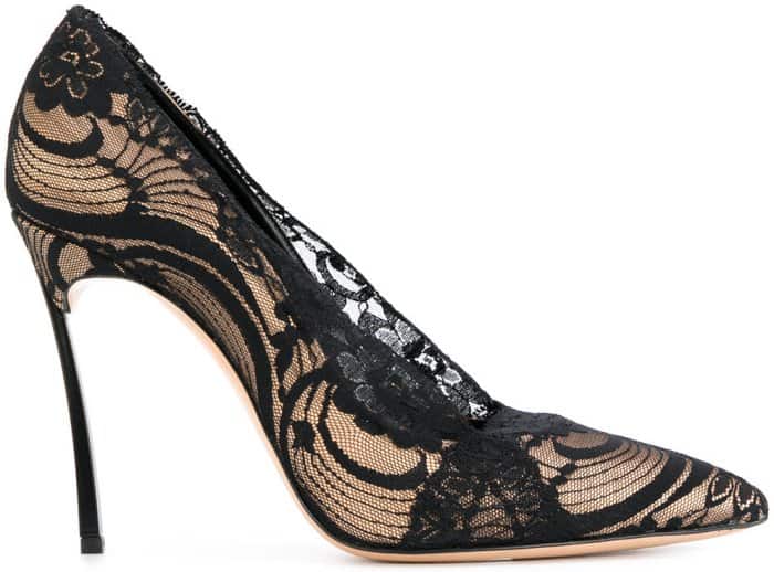 Casadei lace-embellished stiletto pumps