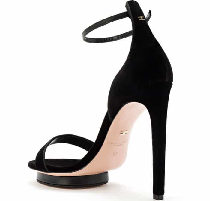 Elisabetta Franchi Open-Toe Sandals in Black Velvet