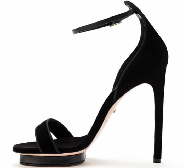 Elisabetta Franchi Open-Toe Sandals in Black Velvet