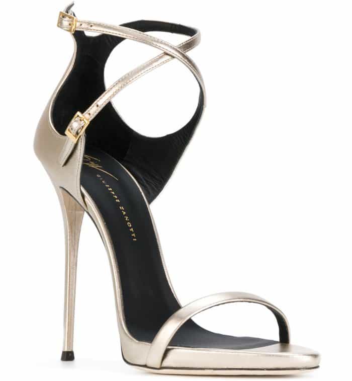 "Darcie" sandals featuring a strappy design, an open-toe silhouette, side buckle fastening and high heels