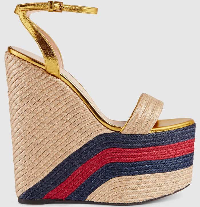 Gucci metallic leather platform espadrilles