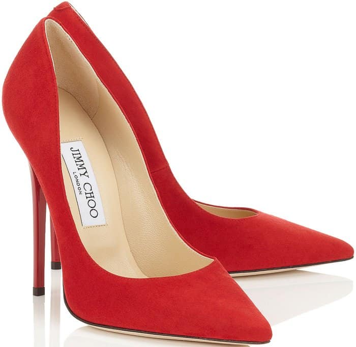 Jimmy Choo "Anouk" pointy-toe pumps in red suede