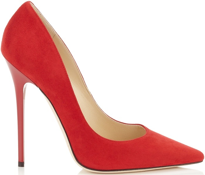 Jimmy Choo "Anouk" pointy-toe pumps in red suede