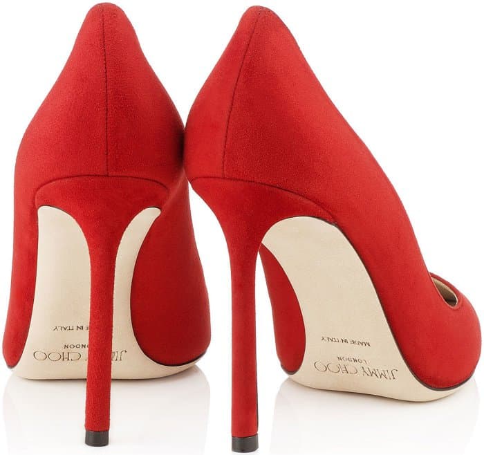 Jimmy Choo "Romy" pointy-toe pumps in red suede