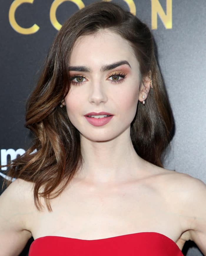 Lily Collins channeling old Hollywood glamour in Reem Acra at the premiere of "The Last Tycoon"