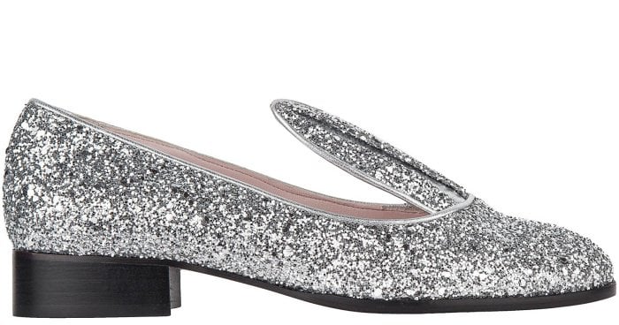 Minna Parikka Bunny Loafers in Silver Glitter