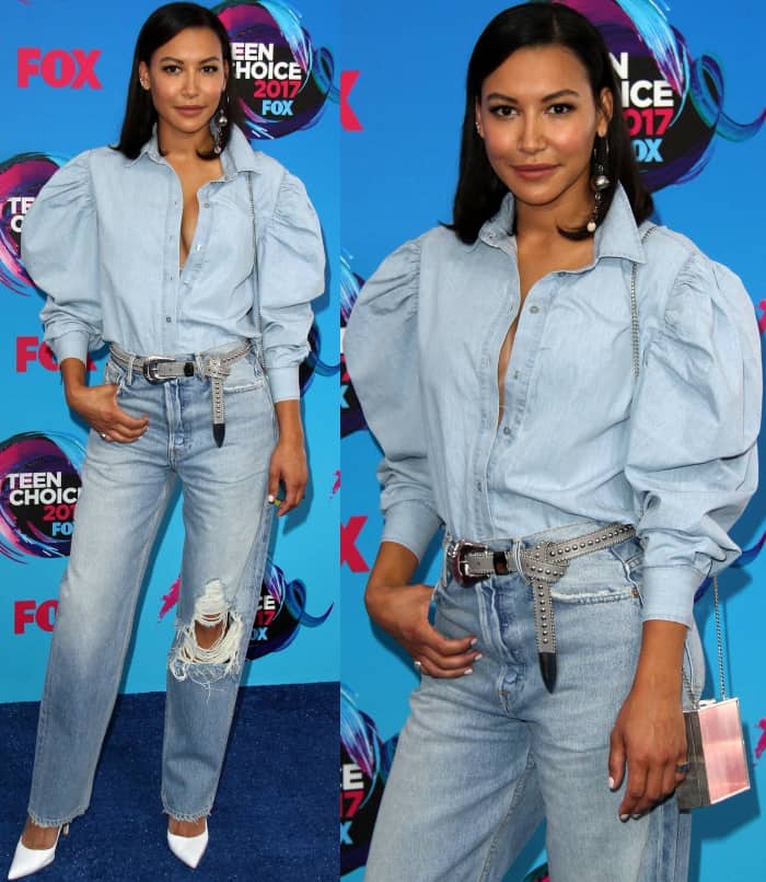 Naya Rivera made a fashionable statement with an all-denim ensemble from Marques' Almeida Spring 2017 collection