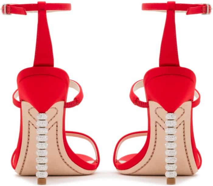 Sophia Webster “Rosalind” Crystal Sandals in Red Satin