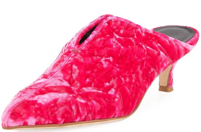 Tibi “Dana” mules in pink velvet