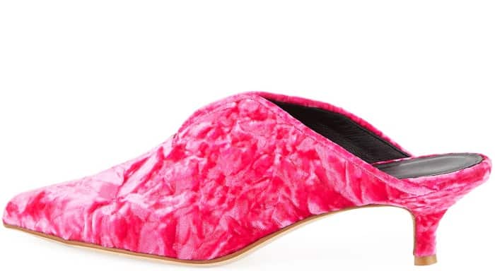 Tibi “Dana” mules in pink velvet