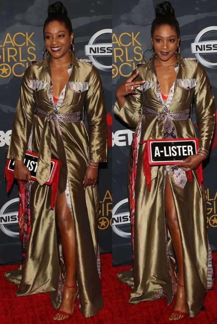 Tiffany Haddish wearing the OTT "Safari" dress at the 2017 Black Girls Rock! Awards