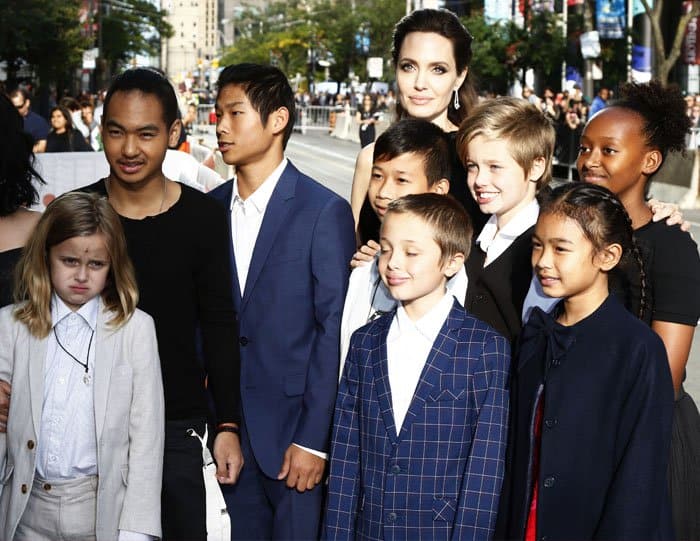 Angelina brings her children to the TIFF premiere of "First They Killed My Father"