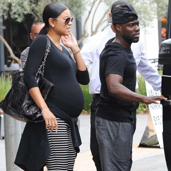 Kevin Hart and pregnant wife Eniko Hart seem to be on good terms as the couple leaves JOEY Woodland Hills in Los Angeles on September 19, 2017