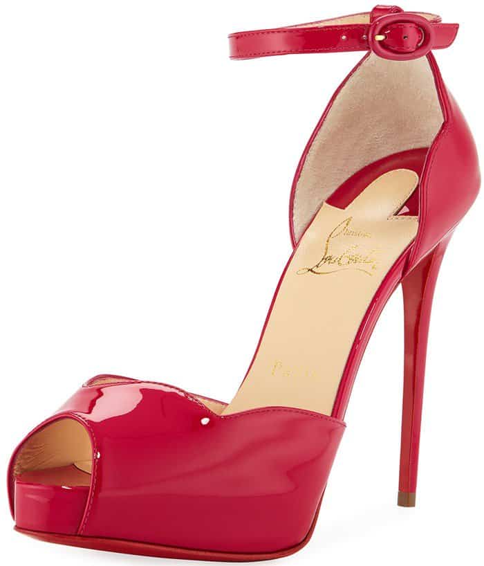 Christian Louboutin Aketata Patent Ankle-Wrap Red Sole Pump