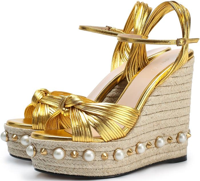 Gucci Barbette studded espadrille wedge sandal