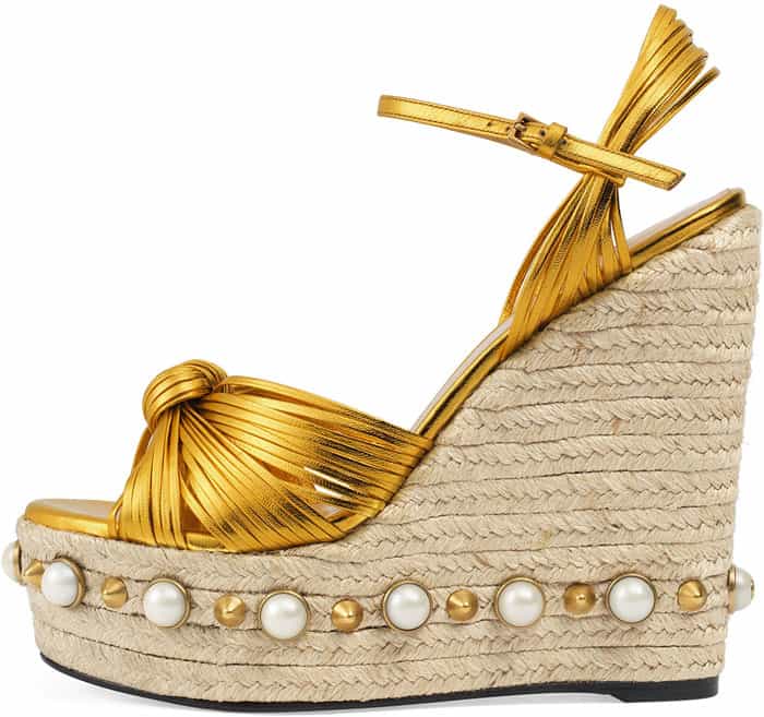 Gucci Barbette studded espadrille wedge sandal