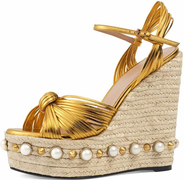 Gucci Barbette studded espadrille wedge sandal