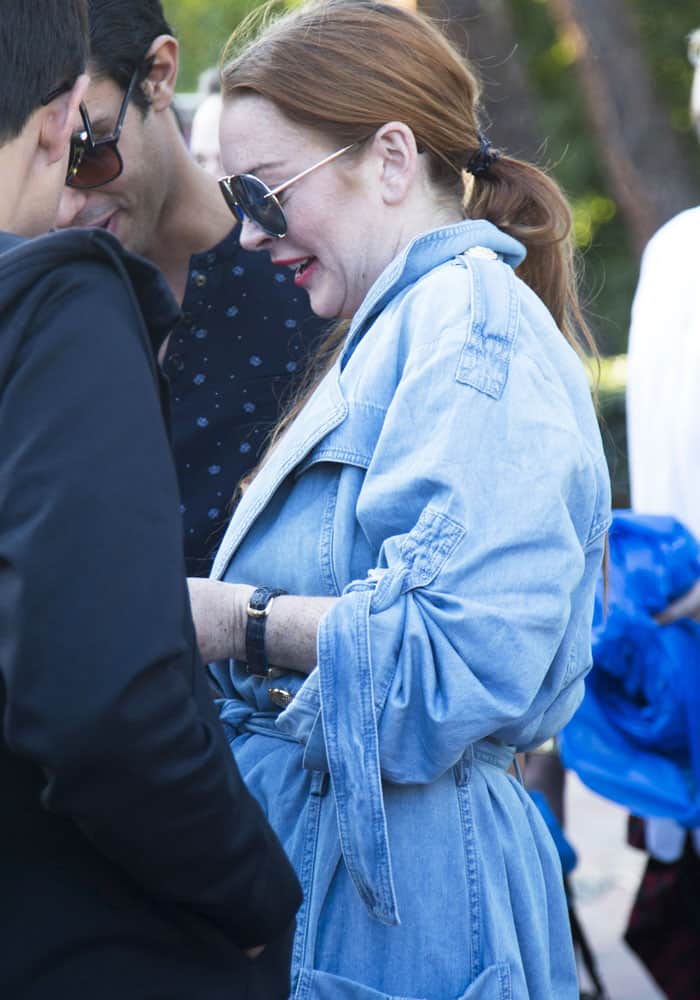 Lindsay Lohan attending the Maria Ke Fisherman show during Mercedes-Benz Fashion Week Madrid Spring/Summer 2018 in Madrid, Spain on September 18, 2017