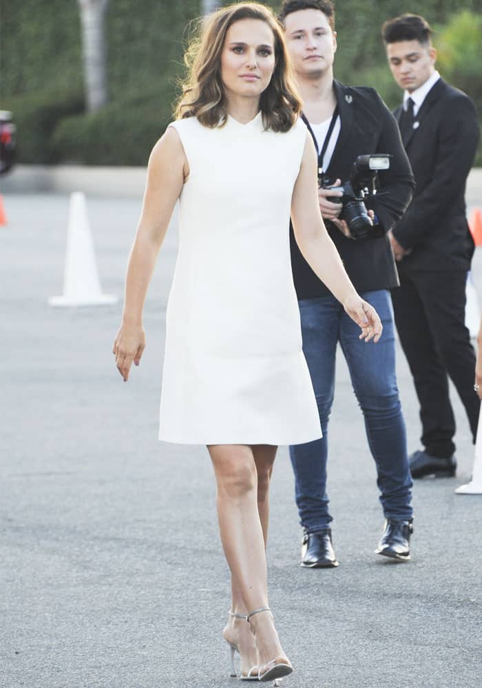 Natalie arrives to receives an environmental award at the EMA's