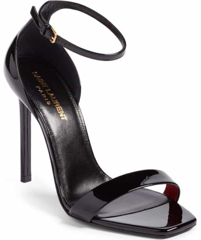 Saint Laurent 'Amber' Patent Ankle-Strap Sandals