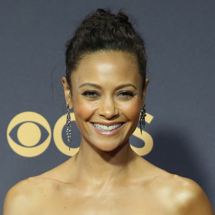 Thandiwe Newton in a custom Jason Wu gown at the 2017 Emmy Awards held at the Microsoft Theater in Los Angeles on September 17, 2017