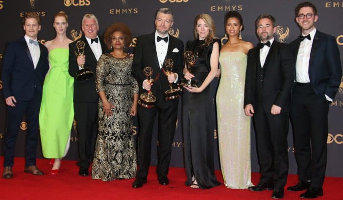 "Black Mirror" cast and crew at the 69th Emmy Awards press room at the Microsoft Theater in Los Angeles, California, on September 17, 2017