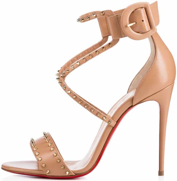 Christian Louboutin "Choca Spikes" sandals in nude leather