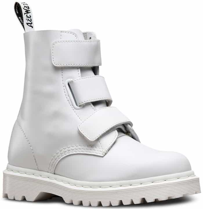 Dr. Martens "Coralia" boots in white Venice leather