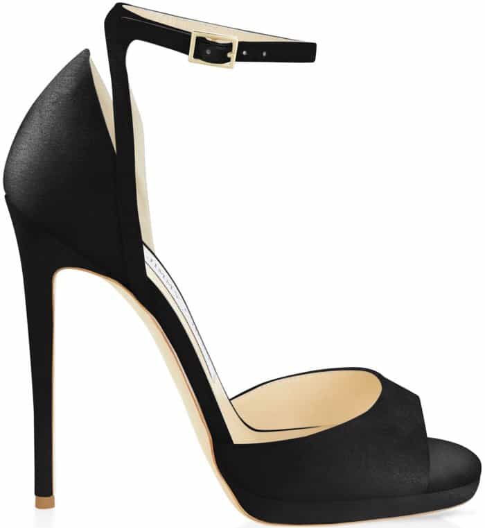 Jimmy Choo "Pearl" sandals in black satin