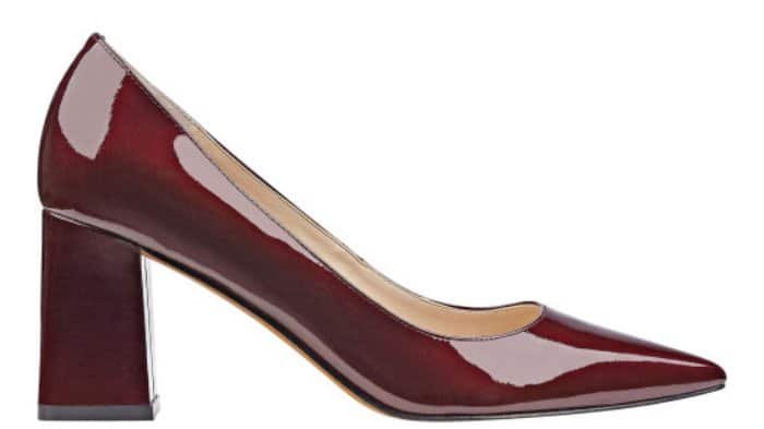 Marc Fisher LTD "Zala" block-heel pointy-toe pumps in dark red patent