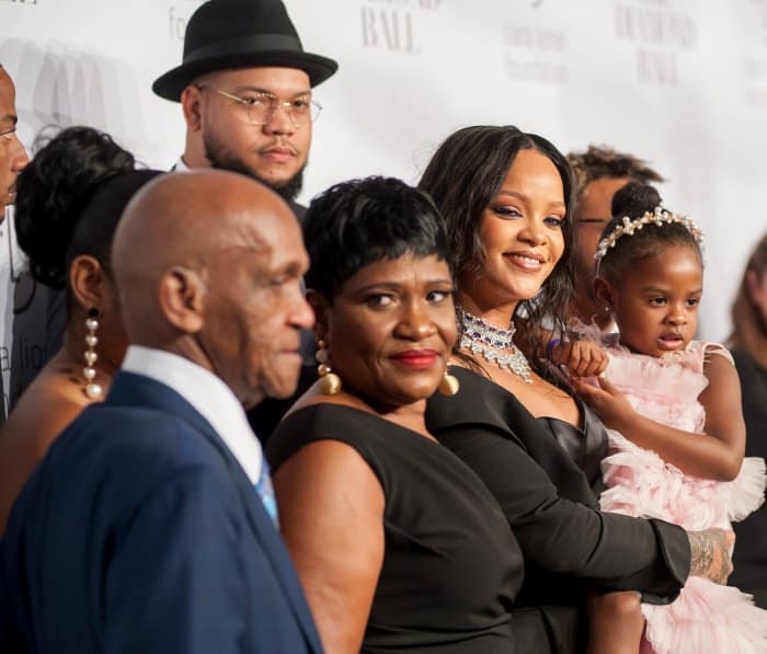 Rihanna with her family at the 3rd Annual Diamond Ball