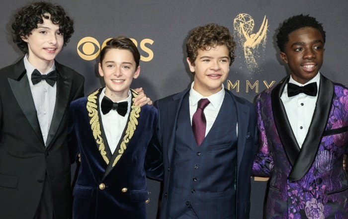 Finn Wolfhard, Noah Schnapp, Gaten Matarazzo, and Caleb McLaughlin at the 69th Emmy Awards