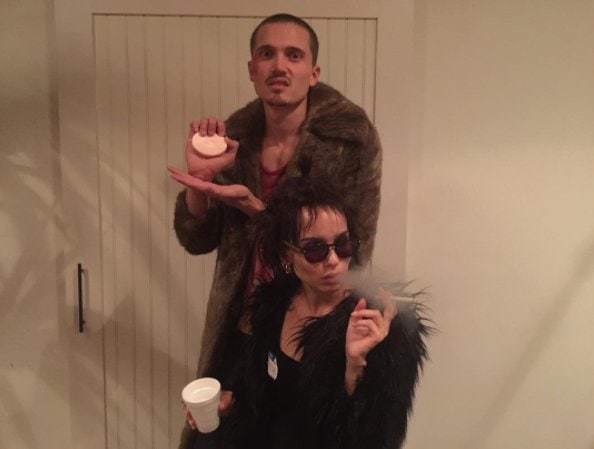 Zoë Kravitz and Karl Glusman dress up as Marla Singer and Tyler Durden from Fight Club for a Halloween celebration