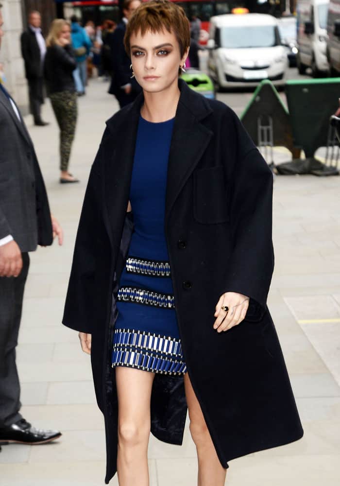 Cara Delevingne outside the Global House right before the book launch