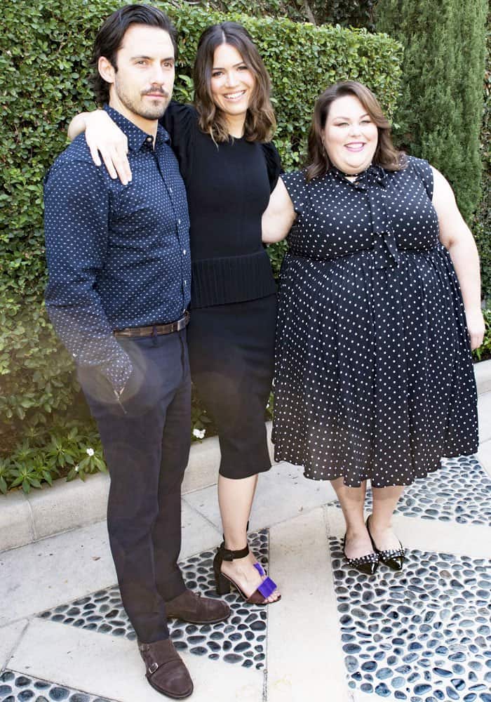 Milo Ventimiglia, Mandy Moore, and Chrissy Metz arrive at The Rape Foundation's Annual Brunch