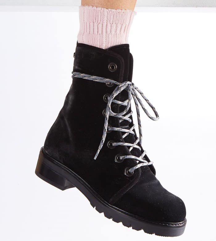 Stuart Weitzman Metermaid Velvet Combat Boot