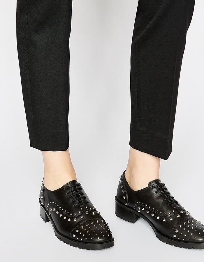 The Kooples Studded Black Leather Derby Shoes