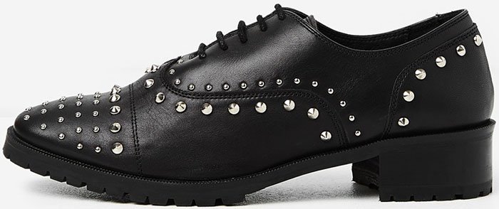 The Kooples Studded Black Leather Derby Shoes