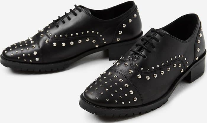 The Kooples Studded Black Leather Derby Shoes