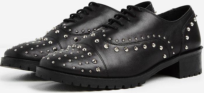 The Kooples Studded Black Leather Derby Shoes