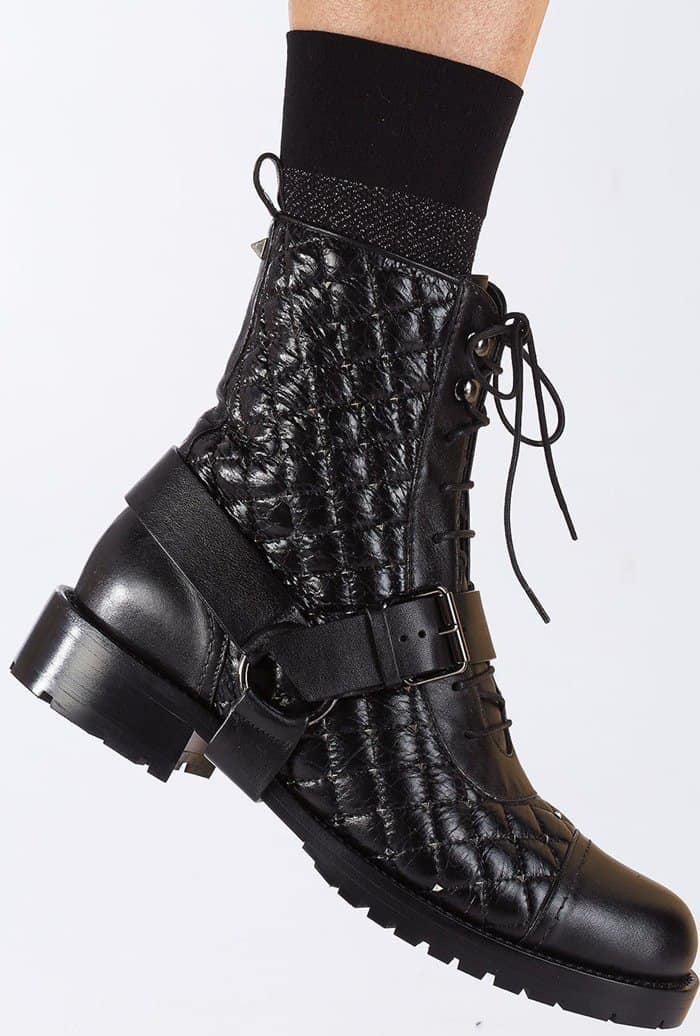 Valentino Garavani Rockstud Spike Quilted Combat Bootie