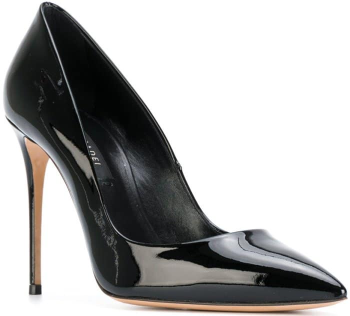Casadei pointed stiletto pumps in black patent leather